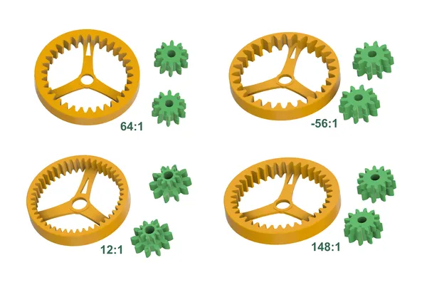 Parts for four ratio variants